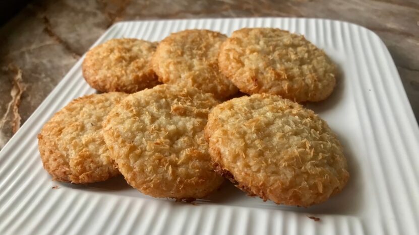 Coconut cookies on paper