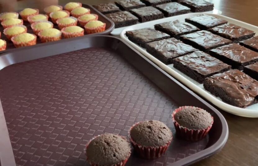 store brownies in the same container as other baked goods
